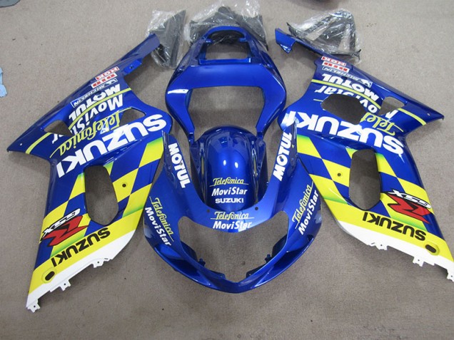 Carénage Suzuki GSXR 600 K1 K2 K3 2001-2003 - Bleu Jaune Telefumia Movistar Carénage Suzuki GSXR 600 K1 K2 K3 2001-2003 - Bleu Jaune Telefumia Movistar