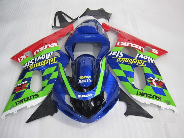 Carénage Suzuki GSXR 600 K1 K2 K3 2001-2003 - Bleu Vert Rouge Telefumia Movistar Carénage Suzuki GSXR 600 K1 K2 K3 2001-2003 - Bleu Vert Rouge Telefumia Movistar