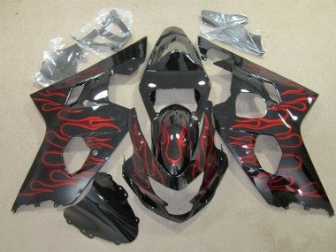 Carénage Suzuki GSXR 600 K4 2004-2005 - Noir Rouge Flamme