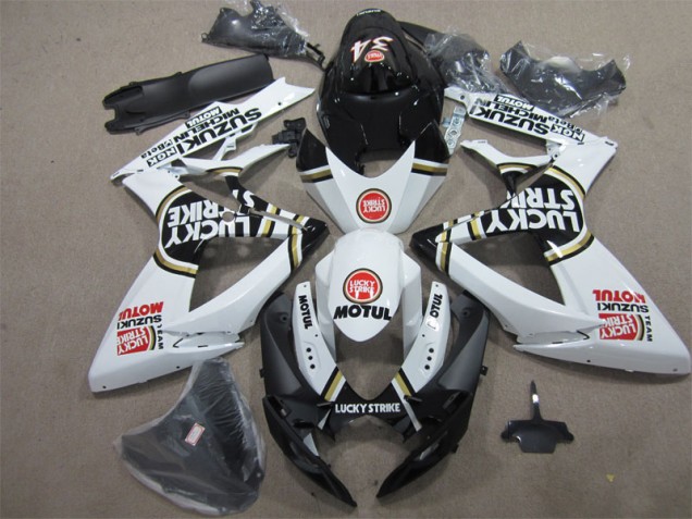 Carénage Suzuki GSXR 600 K6 2006-2007 - Noir Blanc Lucky Strike Motul Carénage Suzuki GSXR 600 K6 2006-2007 - Noir Blanc Lucky Strike Motul