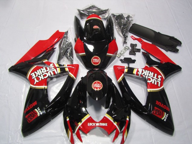 Carénage Suzuki GSXR 600 K6 2006-2007 - Noir Rouge Lucky Strike Motul Carénage Suzuki GSXR 600 K6 2006-2007 - Noir Rouge Lucky Strike Motul