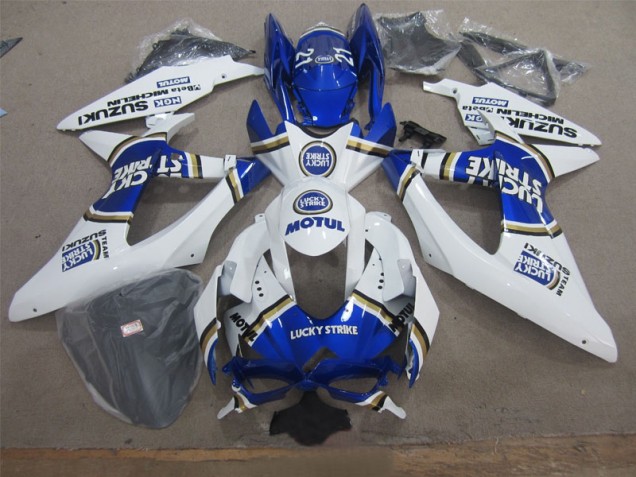 Carénage Suzuki GSXR 600 K8 2008-2010 - Blanc Lucky Strike Bleu Motul Carénage Suzuki GSXR 600 K8 2008-2010 - Blanc Lucky Strike Bleu Motul
