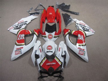 Carénage Suzuki GSXR 600 K8 2008-2010 - Blanc Lucky Strike Rouge Motul