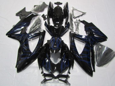 Carénage Suzuki GSXR 600 K8 2008-2010 - Noir Bleu Flamme