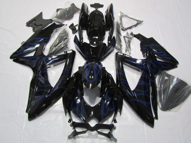 Carénage Suzuki GSXR 600 K8 2008-2010 - Noir Bleu Flamme Carénage Suzuki GSXR 600 K8 2008-2010 - Noir Bleu Flamme