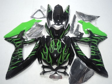 Carénage Suzuki GSXR 600 K8 2008-2010 - Noir Vert Flamme