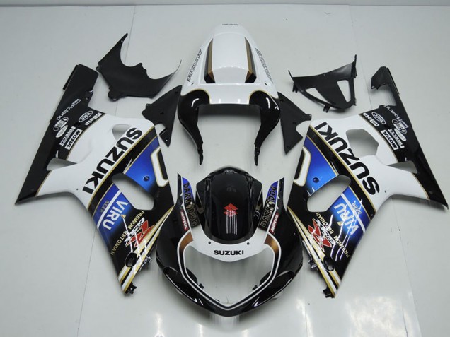 Carénage Suzuki GSXR 750 K1 K2 K3 2001-2003 - Noir Blanc Bleu Viru Carénage Suzuki GSXR 750 K1 K2 K3 2001-2003 - Noir Blanc Bleu Viru