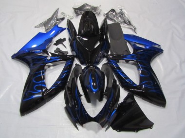 Carénage Suzuki GSXR 750 K6 2006-2007 - Noir Bleu Flamme
