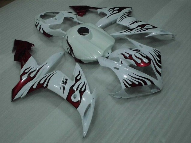 Carénage Yamaha R1 2004-2006 - Blanc Rouge Flamme Carénage Yamaha R1 2004-2006 - Blanc Rouge Flamme