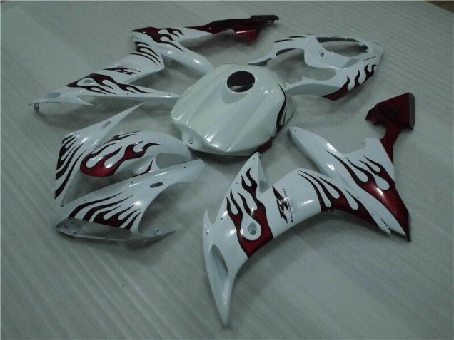 Carénage Yamaha R1 2004-2006 - Blanc Rouge Flamme Carénage Yamaha R1 2004-2006 - Blanc Rouge Flamme
