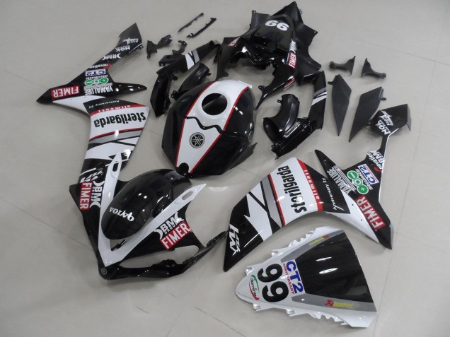 Carénage Yamaha R1 2007-2008 - Noir Blanc Décalque Packs Carénage Yamaha R1 2007-2008 - Noir Blanc Décalque Packs