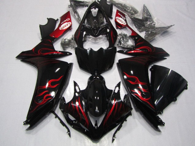 Carénage Yamaha R1 2007-2008 - Noir Rouge Flamme Carénage Yamaha R1 2007-2008 - Noir Rouge Flamme