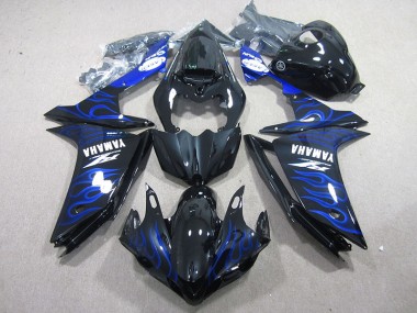 Carénage Yamaha R1 2007-2008 - Noir avec Bleu Flamme