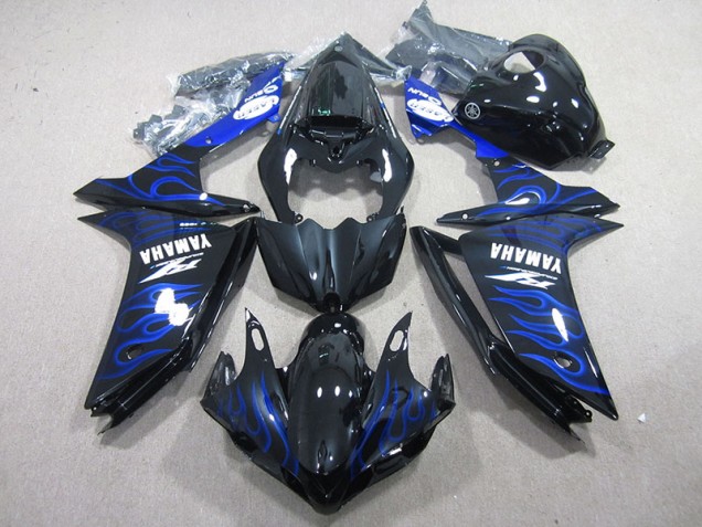 Carénage Yamaha R1 2007-2008 - Noir avec Bleu Flamme Carénage Yamaha R1 2007-2008 - Noir avec Bleu Flamme