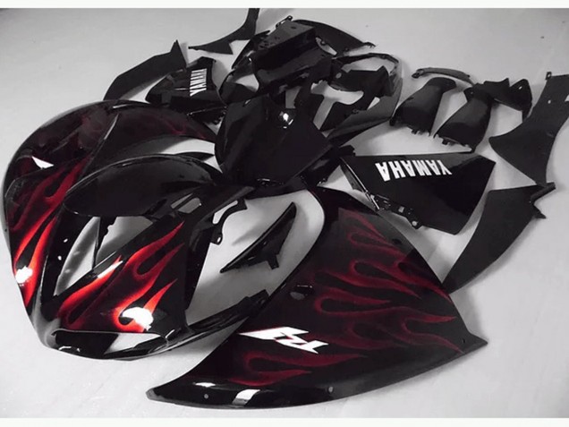 Carénage Yamaha R1 2009-2011 - Rouge Noir Flamme