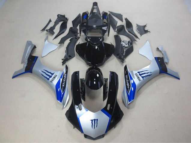 Carénage Yamaha R1 2015-2019 - Argent Noir Bleu Monster Carénage Yamaha R1 2015-2019 - Argent Noir Bleu Monster