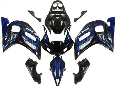 Carénage Yamaha R6 1998-2002 - Noir Bleu Flamme