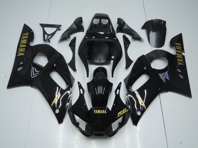 Carénage Yamaha R6 1998-2002 - Noir Brillant Or Décalque Carénage Yamaha R6 1998-2002 - Noir Brillant Or Décalque