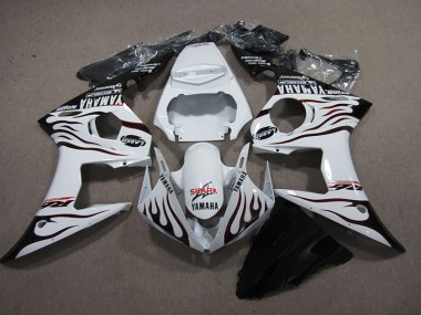 Carénage Yamaha R6 2003-2005 - Blanc Noir Flamme Requin