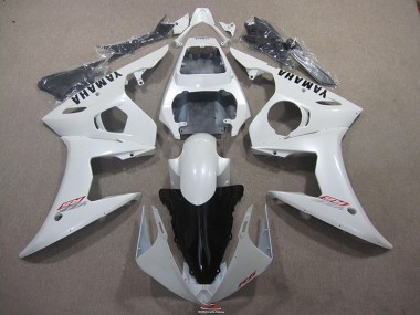 Carénage Yamaha R6 2003-2005 - Blanc avec Noir Décalque