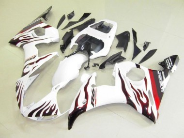 Carénage Yamaha R6 2003-2005 - Blanc et Flamme