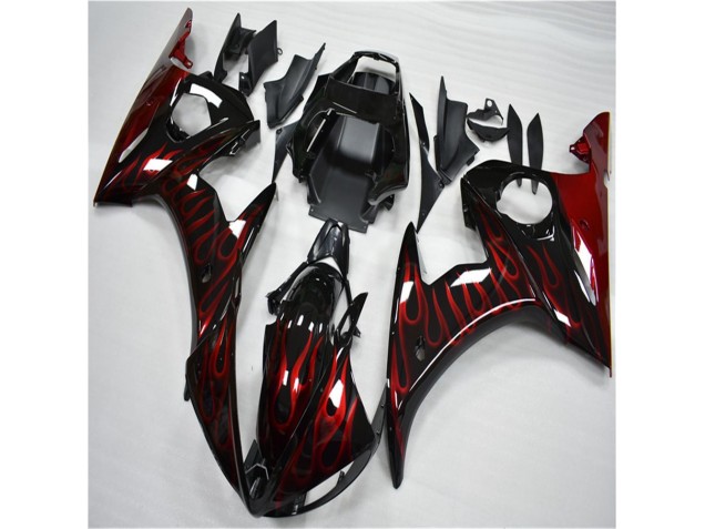 Carénage Yamaha R6 2003-2005 - Noir Rouge Flamme Carénage Yamaha R6 2003-2005 - Noir Rouge Flamme
