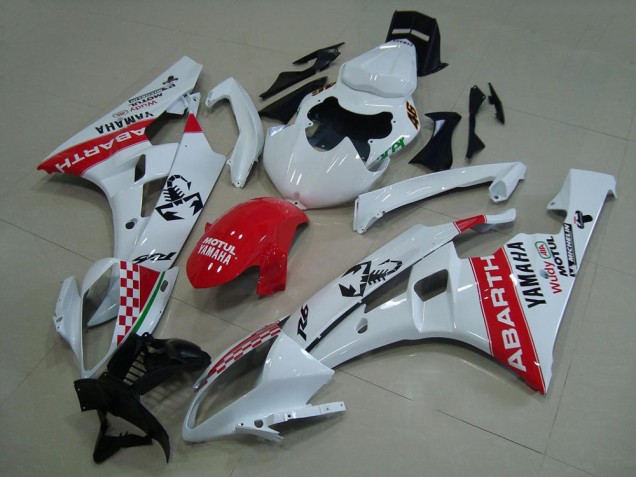Carénage Yamaha R6 2006-2007 - Blanc Rouge Abarth Carénage Yamaha R6 2006-2007 - Blanc Rouge Abarth
