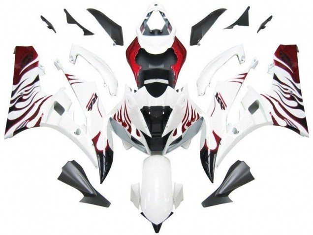 Carénage Yamaha R6 2006-2007 - Blanc Rouge Flamme Carénage Yamaha R6 2006-2007 - Blanc Rouge Flamme