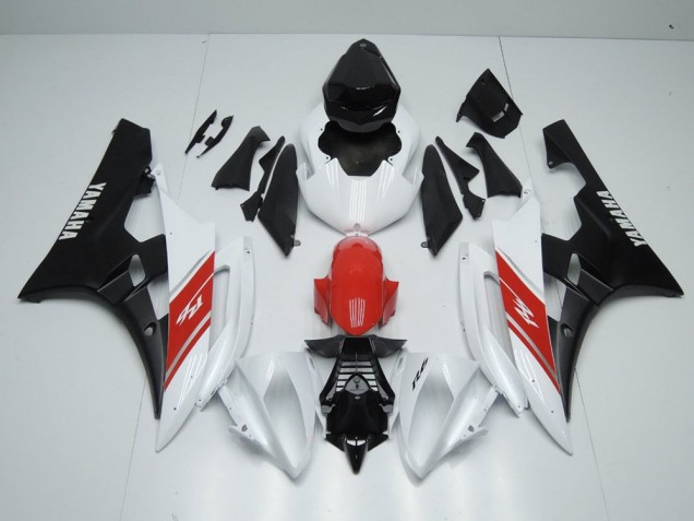 Carénage Yamaha R6 2006-2007 - Blanc Rouge et Noir Mat Carénage Yamaha R6 2006-2007 - Blanc Rouge et Noir Mat
