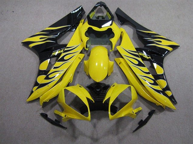 Carénage Yamaha R6 2006-2007 - Jaune Noir Flamme Carénage Yamaha R6 2006-2007 - Jaune Noir Flamme
