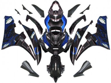 Carénage Yamaha R6 2006-2007 - Noir Bleu Flamme