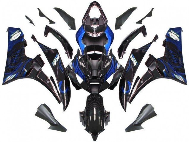Carénage Yamaha R6 2006-2007 - Noir Bleu Flamme Carénage Yamaha R6 2006-2007 - Noir Bleu Flamme