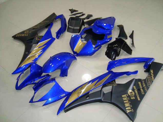 Carénage Yamaha R6 2006-2007 - Noir Bleu avec Or Décalque Carénage Yamaha R6 2006-2007 - Noir Bleu avec Or Décalque