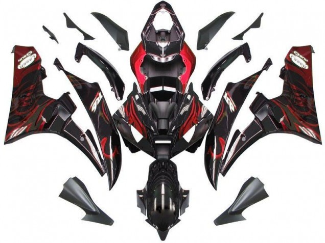 Carénage Yamaha R6 2006-2007 - Noir Rouge Flamme Carénage Yamaha R6 2006-2007 - Noir Rouge Flamme