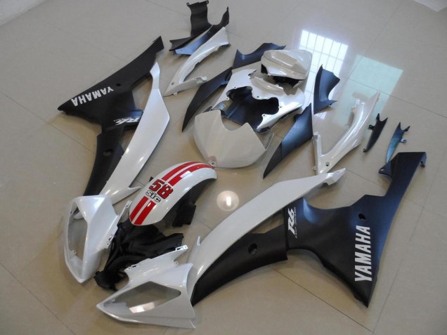 Carénage Yamaha R6 2008-2016 - Blanc Nacré et Noir 58 Sic Carénage Yamaha R6 2008-2016 - Blanc Nacré et Noir 58 Sic