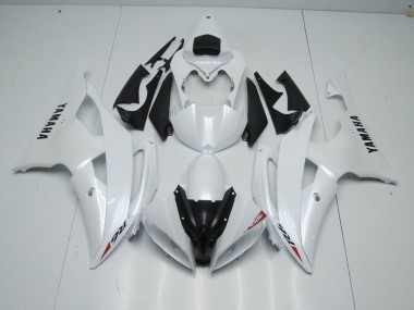 Carénage Yamaha R6 2008-2016 - Blanc Nacré et Rouge Décalque