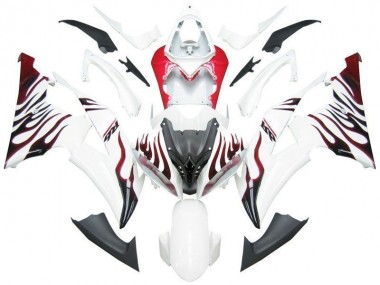 Carénage Yamaha R6 2008-2016 - Blanc Rouge Flamme R6