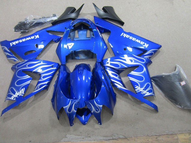 Carénages Kawasaki ZX10R 2003-2005 - Bleu Blanc Flamme Carénages Kawasaki ZX10R 2003-2005 - Bleu Blanc Flamme