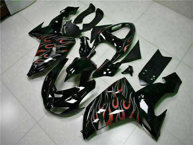 Carénages Kawasaki ZX10R 2006-2007 - Noir Rouge Flamme Carénages Kawasaki ZX10R 2006-2007 - Noir Rouge Flamme