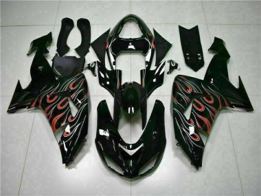 Carénages Kawasaki ZX10R 2006-2007 - Noir Rouge Flamme