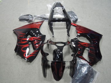 Carénages Kawasaki ZX6R 2000-2002 - Noir Rouge Flamme