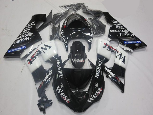 Carénages Kawasaki ZX6R 2005-2006 - Blanc Noir Carénages Kawasaki ZX6R 2005-2006 - Blanc Noir