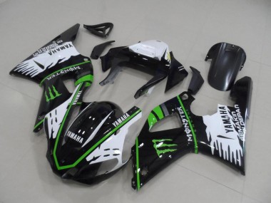 Carénages Yamaha R1 2000-2001 - Noir Blanc Vert Monster