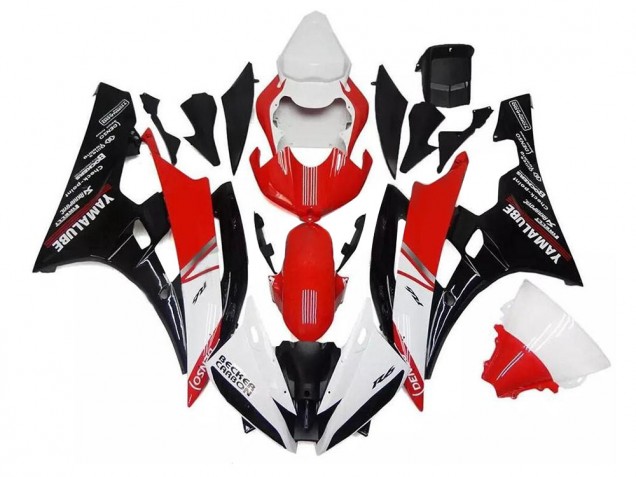 Carénages Yamaha R6 2006-2007 - Blanc Rouge Noir Carénages Yamaha R6 2006-2007 - Blanc Rouge Noir