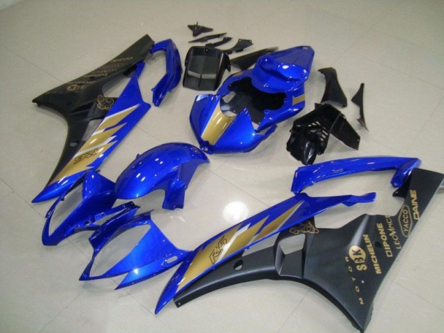 Carénages Yamaha R6 2006-2007 - Noir Bleu avec Or Décalque Carénages Yamaha R6 2006-2007 - Noir Bleu avec Or Décalque