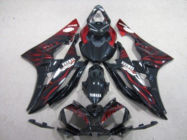 Carénages Yamaha R6 2006-2007 - Noir Rouge Flamme