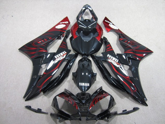 Carénages Yamaha R6 2006-2007 - Noir Rouge Flamme Carénages Yamaha R6 2006-2007 - Noir Rouge Flamme