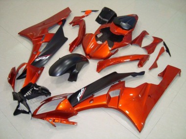 Carénages Yamaha R6 2006-2007 - Orange Noir Mat