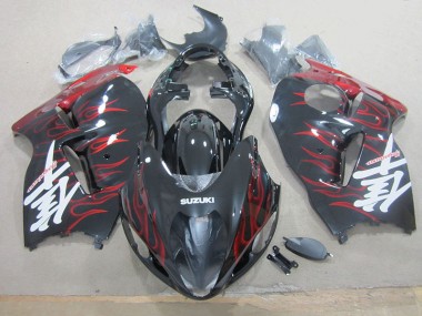 Carrosserie Suzuki GSXR 1300 Hayabusa 1996-2007 - Noir Rouge Flamme